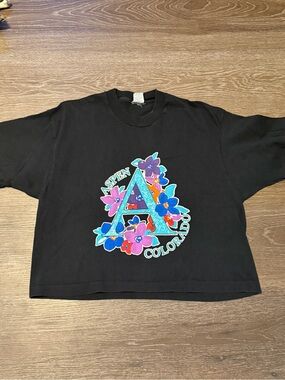 Freeze Black Tee with Multicolor Floral 'A' Aspen Colorado Graphic